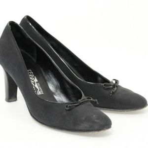 Salvatore Ferragamo shoes classic satin pumps w/ bow tie 3" heel sz 8